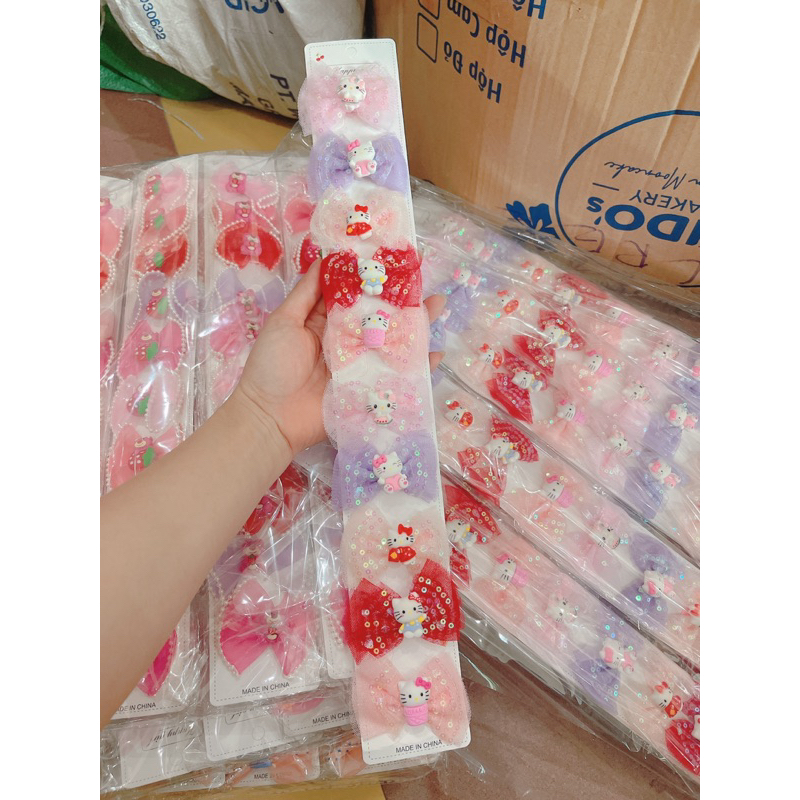 Sỉ 1 dây 10 kẹp tóc ren cho bé xinh xắn