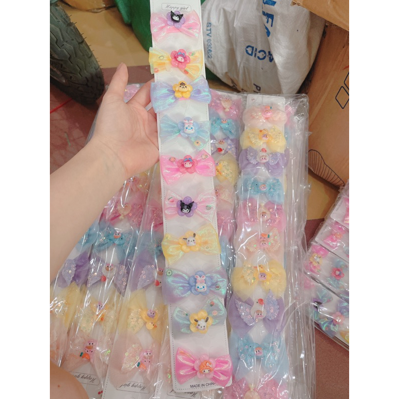 Sỉ 1 dây 10 kẹp tóc ren cho bé xinh xắn