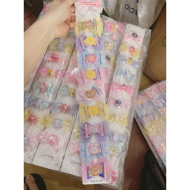 Sỉ 1 dây 10 kẹp tóc ren cho bé xinh xắn