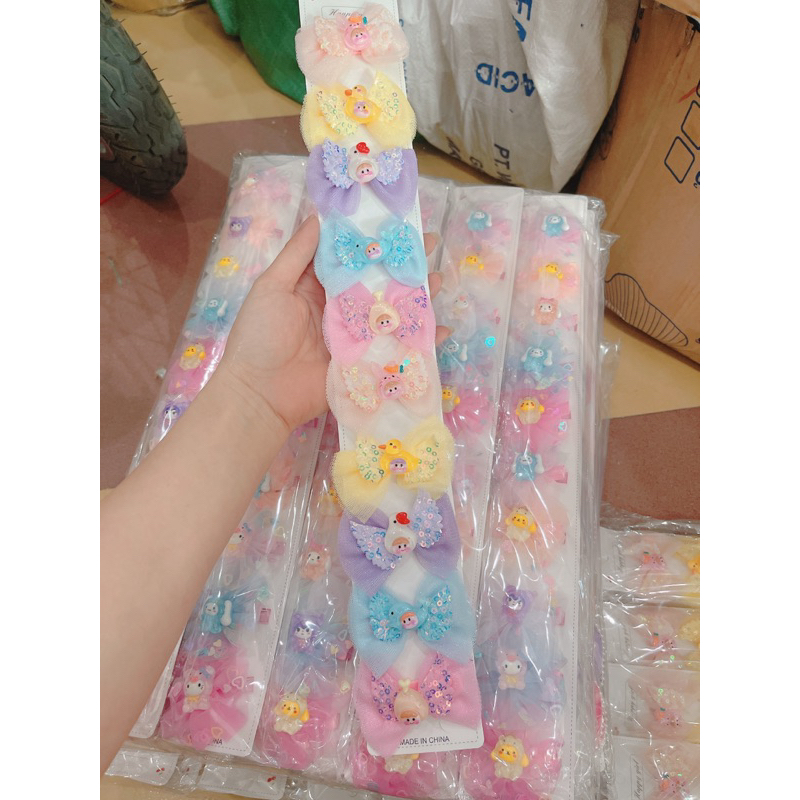 Sỉ 1 dây 10 kẹp tóc ren cho bé xinh xắn