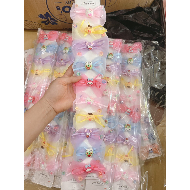 Sỉ 1 dây 10 kẹp tóc ren cho bé xinh xắn
