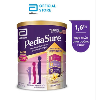Date 2024- COMBO Sữa Bột PEDIASURE Hương Vani Lon 1.6kg ít ngọt Kèm Qùa Tặng