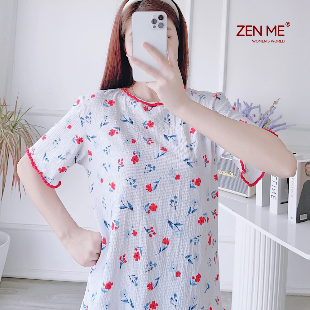 Đồ Bộ Nữ Mặc Nhà Chất Liệu Cotton Xốp Trắng Hoa BTX0623, Zen Me Women's World