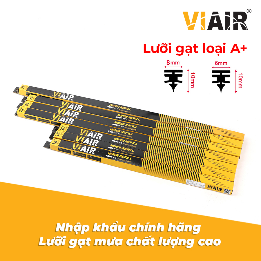 Combo 2 Lưỡi Gạt Mưa Loại A VIAIR R15 (16 Inch/400 mm) Nhập Khẩu Chính Hãng