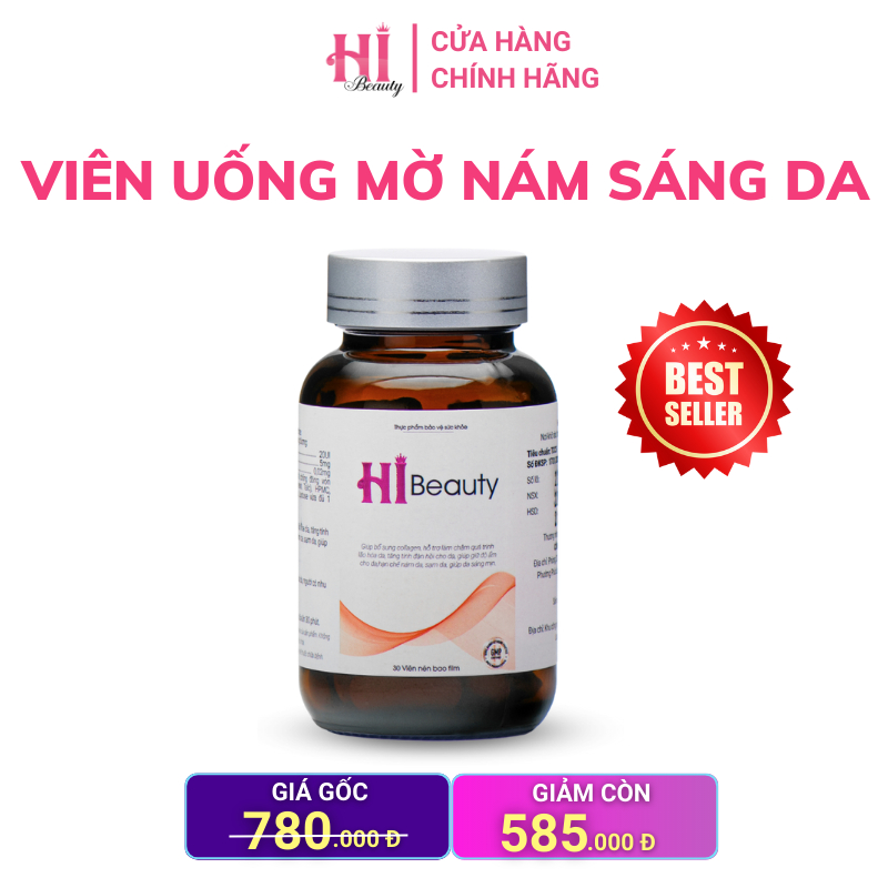 Viên uống trắng da Hi Beauty - Dưỡng trắng da, mờ thâm nám, phục hồi da ( Hộp 30 viên)