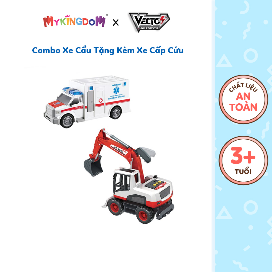 Đồ Chơi VECTO Combo Xe Cẩu Tặng Kèm Xe Cấp Cứu Có Đèn Và Âm Thanh CB-VT60P-VT670A