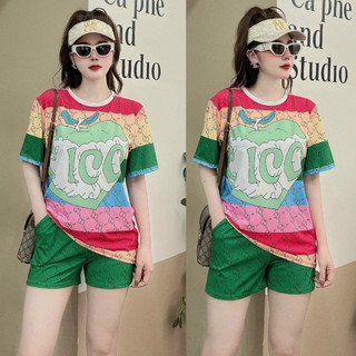 Set short cotton lạnh phối 3d cao cấp