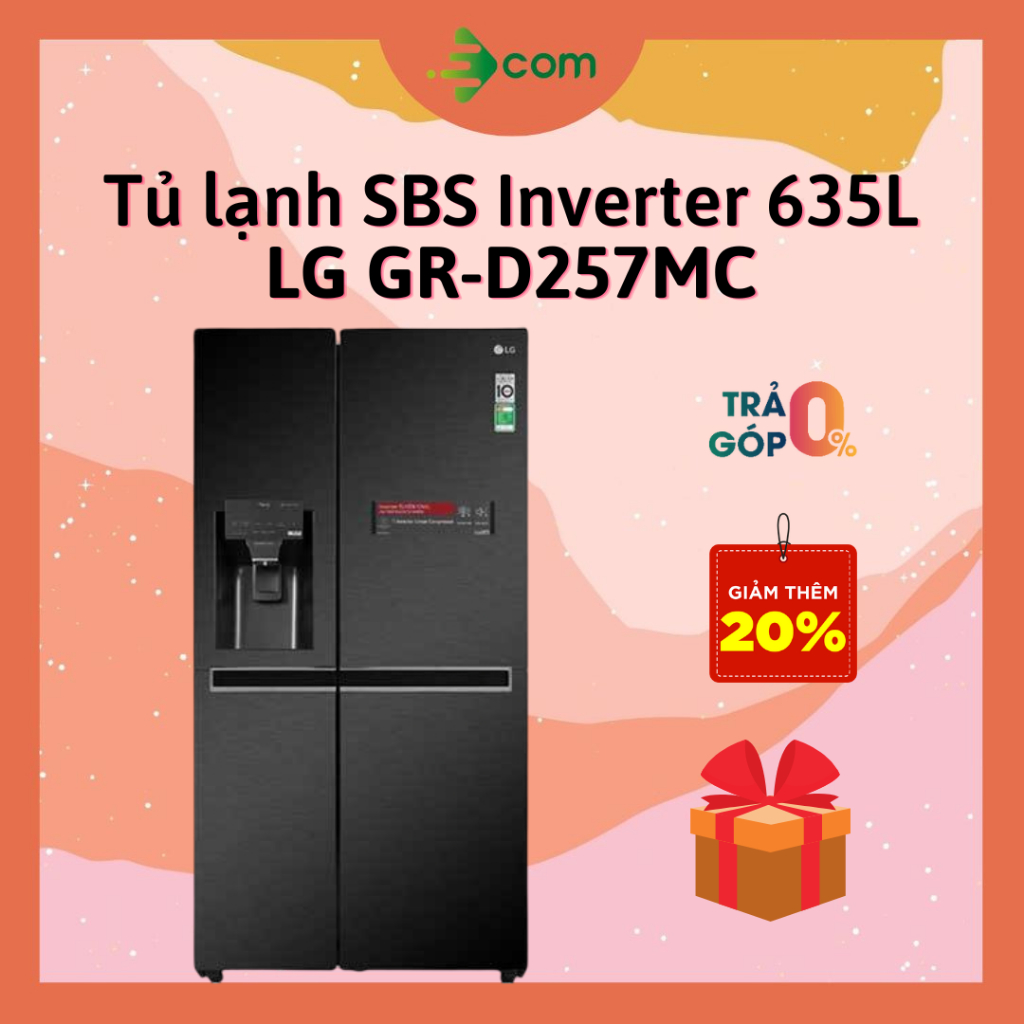 Tủ Lạnh LG Inverter 635L Side By Side GR-D257MC, Model 2022, Lấy Nước Bên Ngoài