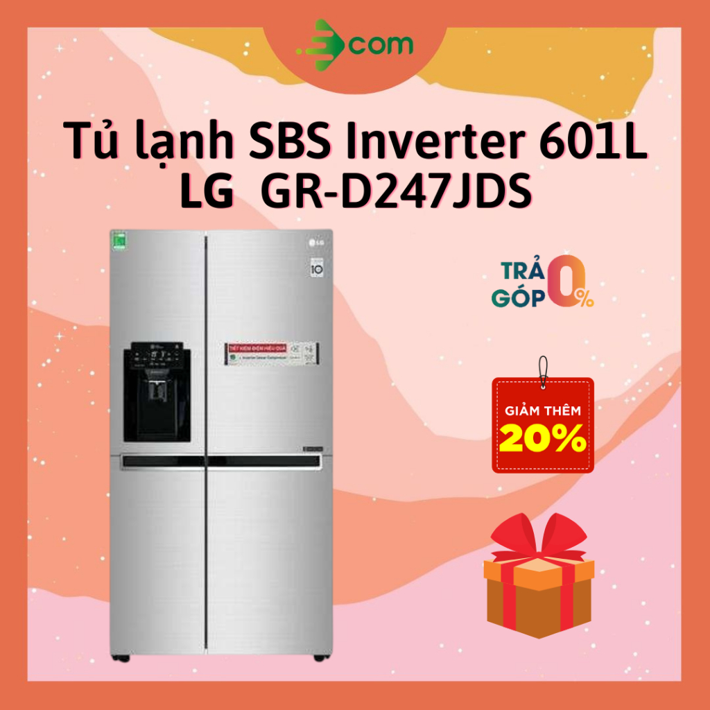 Tủ lạnh side by side LG Inverter 601L D247JDS - Bảo hành chính hãng 24 tháng