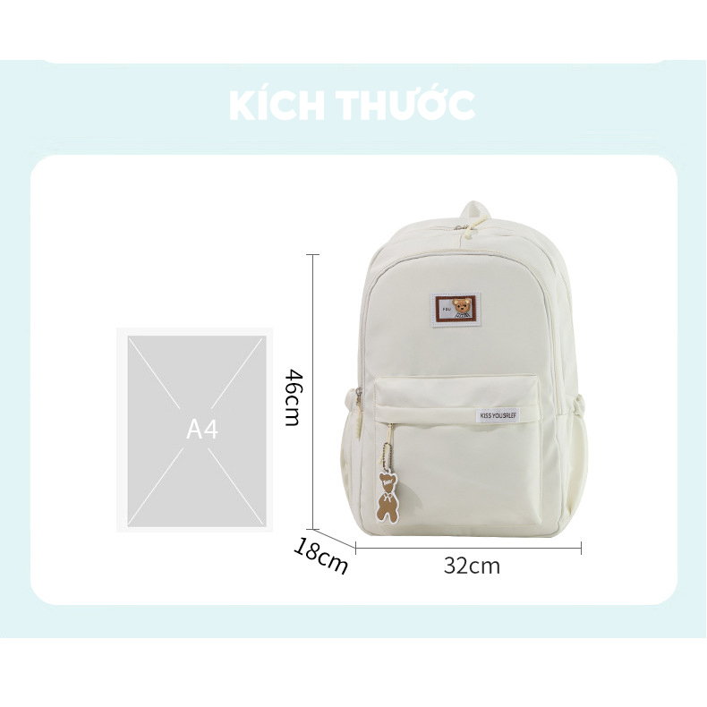 Ba lô nữ đi học màu trơn basic thời trang ulzzang đẹp cho học sinh cấp 2 3 đựng laptop 7102