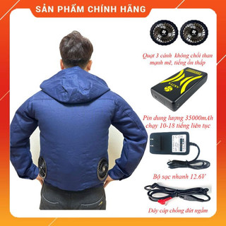 Áo Điều Hòa AKita Nhật Bản, Bảo Hộ Lao Động Mùa Hè Dung Lượng Pin 35.000 mAh - 14V Chạy 11-15 Tiếng Liên Tục