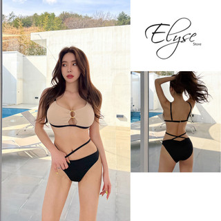[ Xả kho] Bikini đi biển 2 mảnh set đồ bơi sexy áo có đệm mút nâng ngực phối khoen cá tính màu sắc retro cổ điển