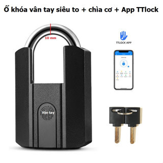 Ổ khoá vân tay siêu to càng khoá 10mm mở bằng vân tay, điện thoại, chìa cơ