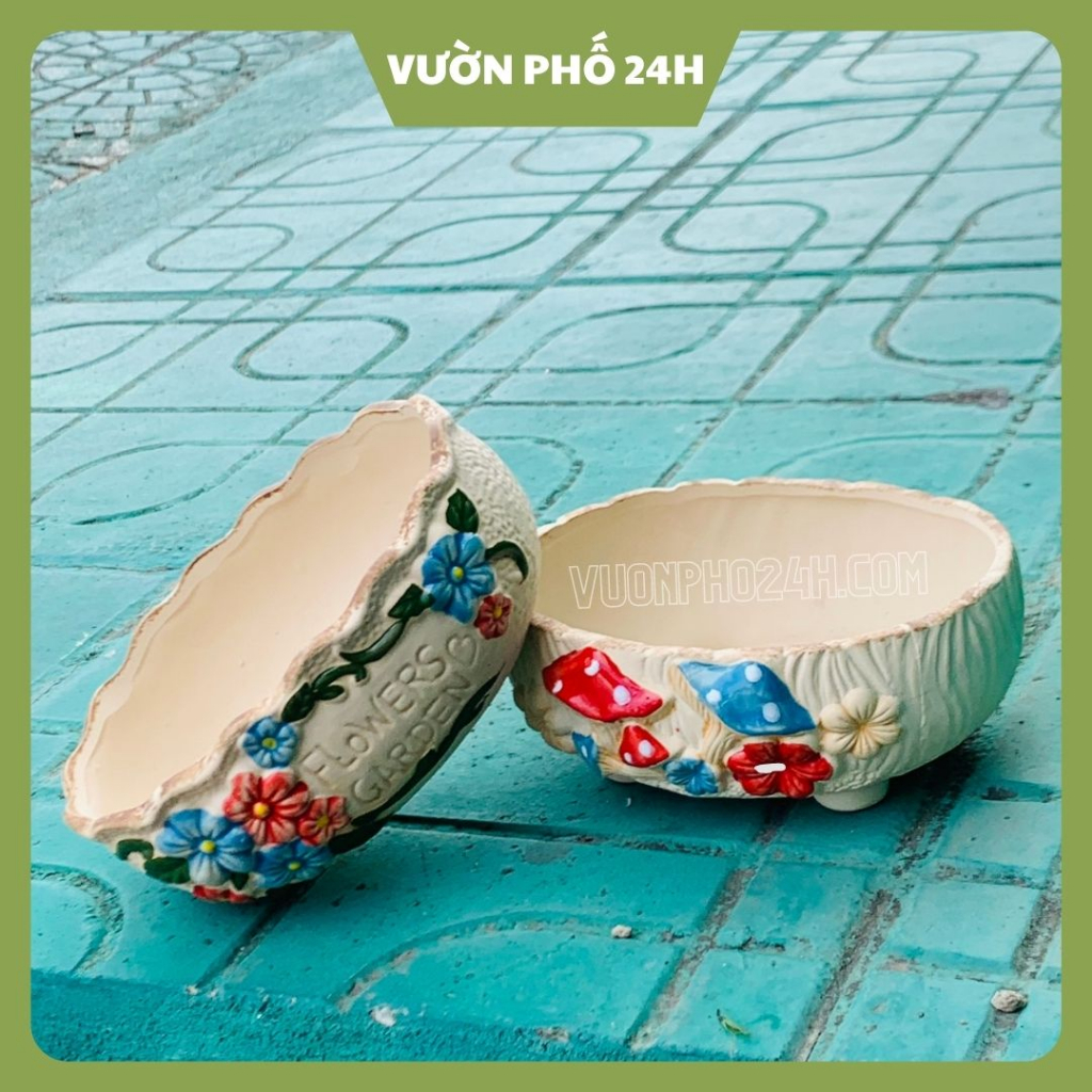 Chậu gốm, chậu đất nung, chậu Sen đá, chậu Xương rồng hình hạt xoài