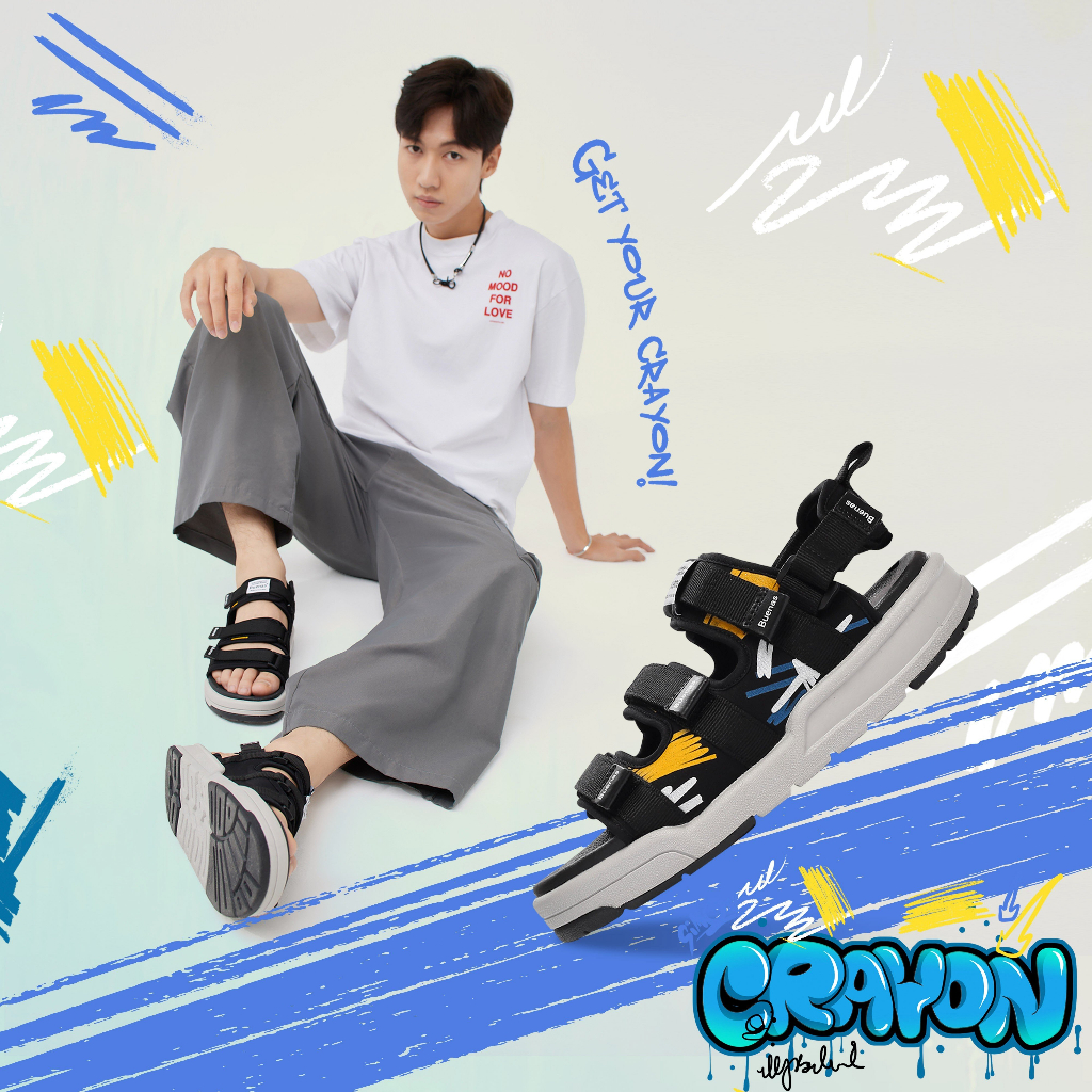 Sandal Buenas 6818 CRAYON quai ngang trẻ trung - dép quai hậu nam nữ học sinh đi học