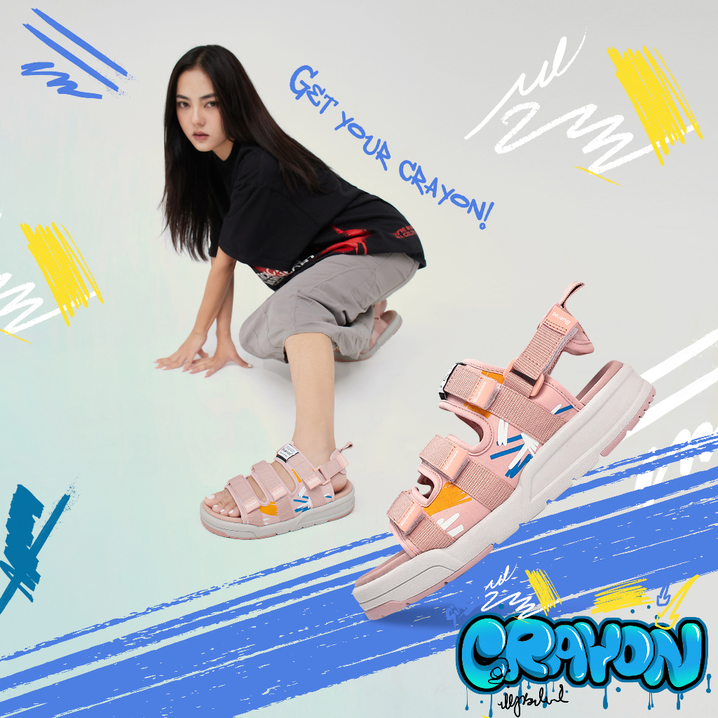 Sandal Buenas 6818 CRAYON quai ngang trẻ trung - dép quai hậu nam nữ học sinh đi học
