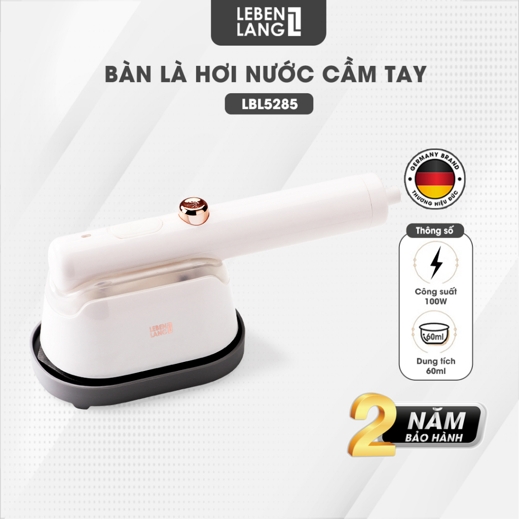 Bàn là hơi nước mini LEBENLANG LBL5285, công suất 1000W, làm nóng trong 30s, mặt là phủ gốm, bảo hành 2 năm - chính hãng