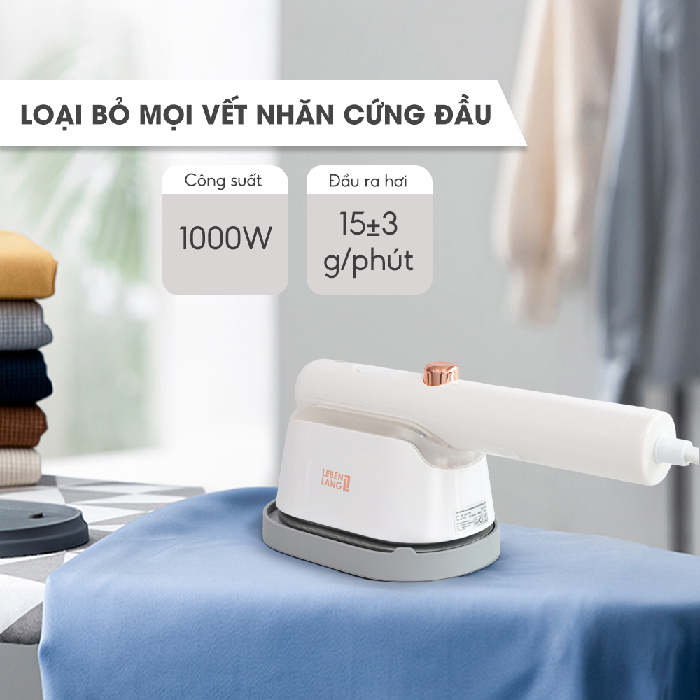 Bàn là hơi nước mini LEBENLANG LBL5285, công suất 1000W, làm nóng trong 30s, mặt là phủ gốm, bảo hành 2 năm - chính hãng