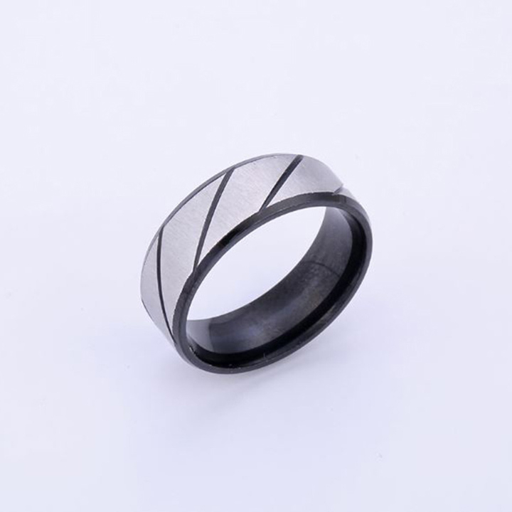 Nhẫn nam titan sọc xéo nam nữ PT JEWELRY nhiều màu cao cấp thời trang inox thép không gỉ