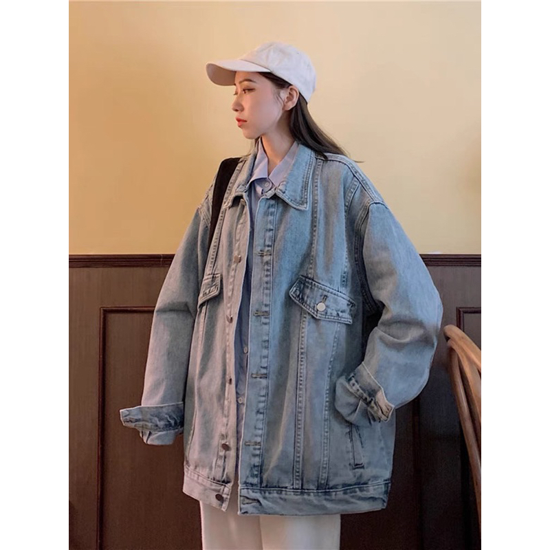 ÁO KHOÁC BÒ XANH FORM RỘNG OVERSIZE