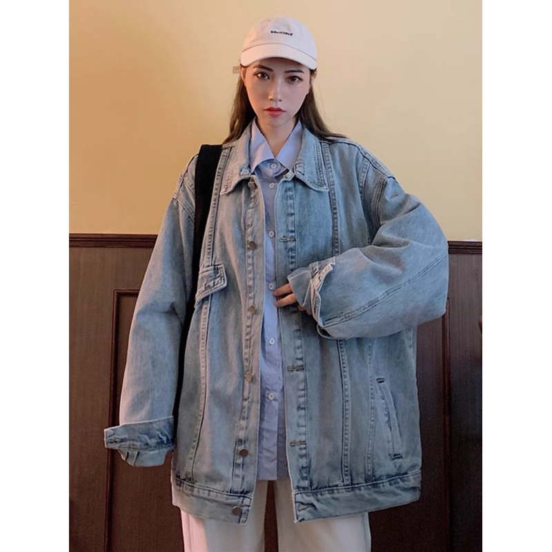 ÁO KHOÁC BÒ XANH FORM RỘNG OVERSIZE