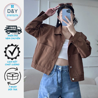 Áo khoác kaki nữ DYNYOUTH croptop ngắn lửng form rộng chống nắng cao cấp KN01