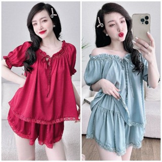 Đồ Ngủ Pyjama Tiểu Thư Tay Ngắn Quần Đùi Lụa Latin mềm mát - Đồ Bộ Nữ BIGSIZE 48kg đến 80kg Đồ ngủ nữ cao cấp