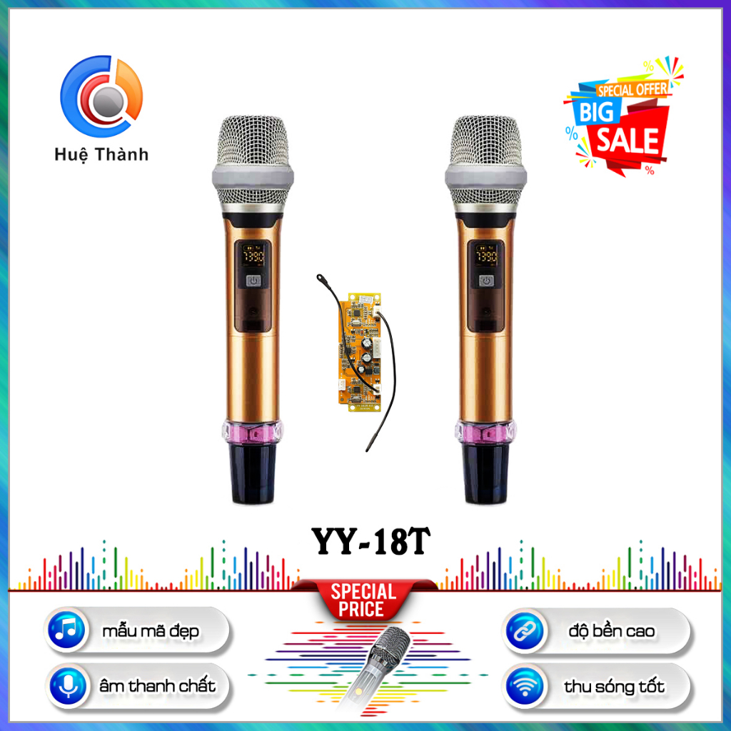 YY-18T (LOẠI B), HÀNG 98%, Micro Không Dây (02 mic ) - CHÍNH HÃNG - Míc Chuyên Dụng