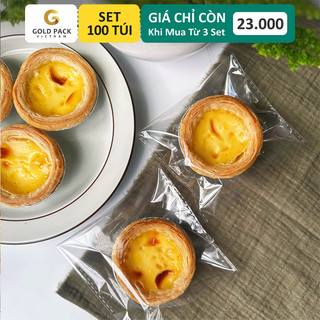 Túi dán keo đựng bánh tart - set 100 túi