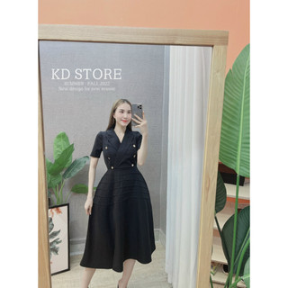 Váy xòe cổ vest may ly