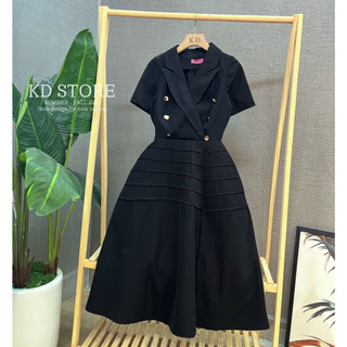 Váy xòe cổ vest may ly