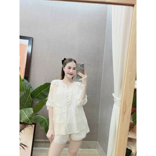 Set tơ thêu hoa tiểu thư