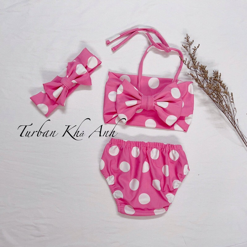 Bikini đi biển cho bé kèm turban siêu xinh