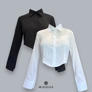 MIDDUA - SM020 Sơmi lụa vạt bầu crop