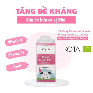 Sữa tươi hữu cơ vị dâu ít béo Koita 200ml