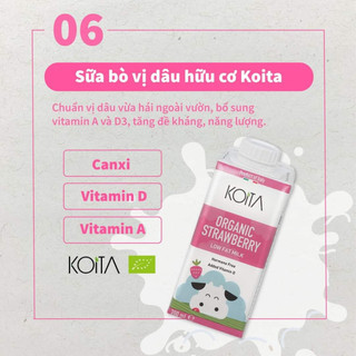 Sữa tươi hữu cơ vị dâu ít béo Koita 200ml