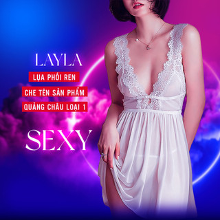 Váy ngủ sexy đồ ngủ mặc nhà gợi cảm Layla bằng lụa phối ren