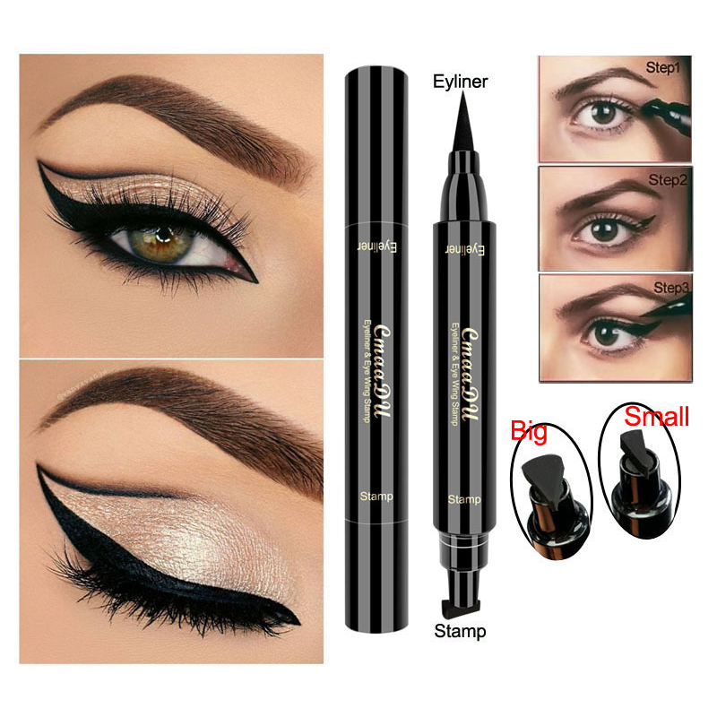 Bút kẻ mắt nước eyeliner CmaaDu stamp có đầu liner vẽ sẵn tiện dùng cho các bạn mới tập make up