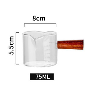 Cốc đong cà phê Epresso tay cầm gỗ 75ml