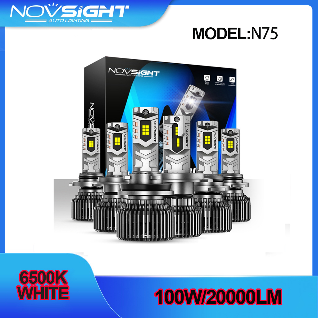 Đèn pha ô tô Novsight LED N75 H4 H7 H11 9005 9006 9012 6500K siêu sáng 20000LM 100W với CANBUS