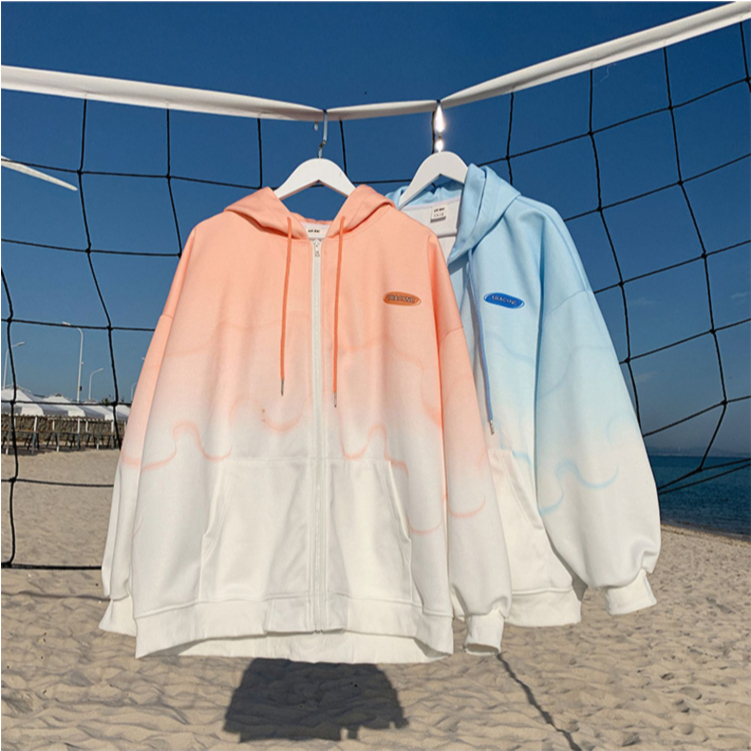 Áo Khoác nam nữ hoodie Bóng Chày Có Mũ Trùm Áo khoác Hoodie zip Dáng Rộng Màu Gradient basic Phong Cách Đường Phố Hàn HOT 2023