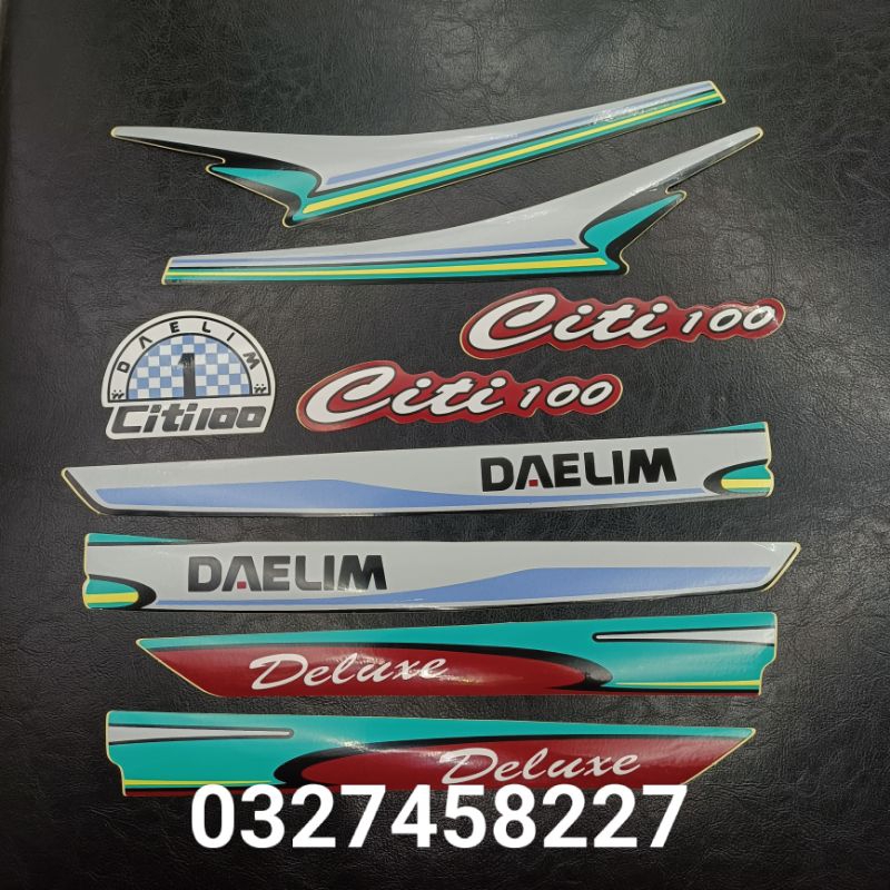 Bộ tem xe CiTi 100 DAELIM nâu xanh