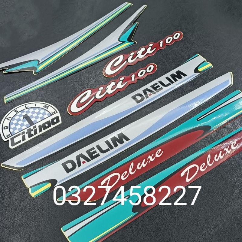 Bộ tem xe CiTi 100 DAELIM nâu xanh