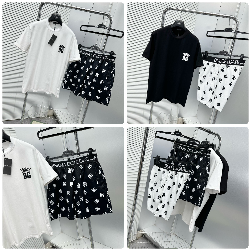 Bộ Quần Áo Nam Nữ DG In Chữ Trước Ngực Đơn giản kèm quần họa tiết DG Siêu Hot