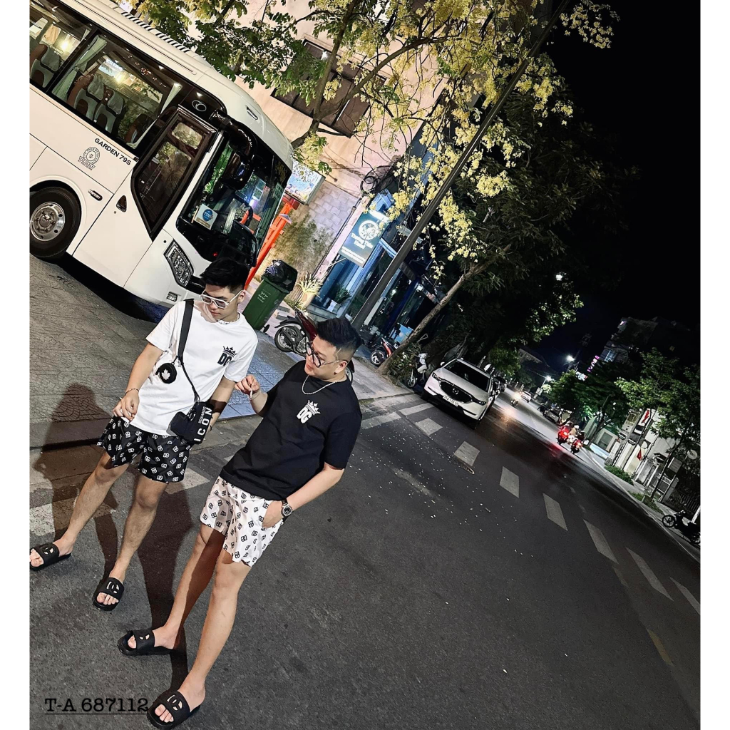 Bộ Quần Áo Nam Nữ DG In Chữ Trước Ngực Đơn giản kèm quần họa tiết DG Siêu Hot