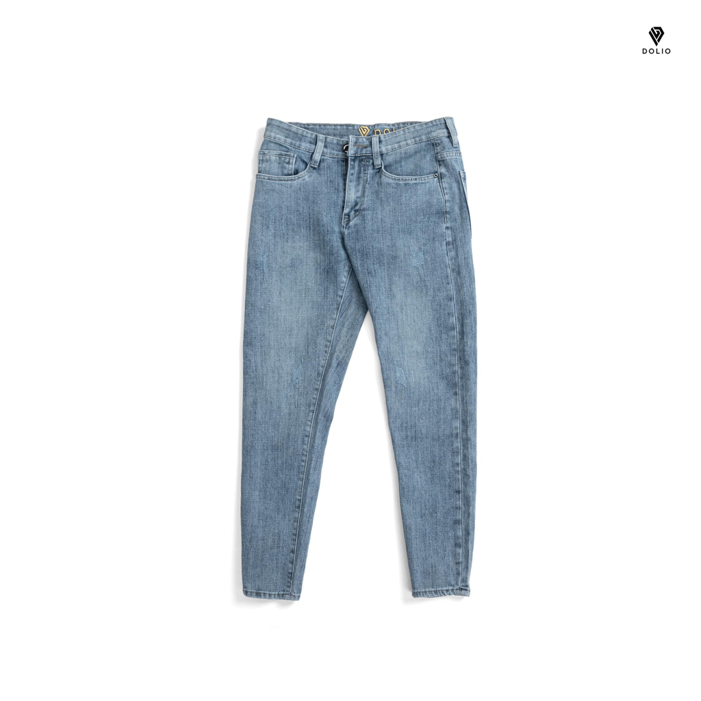 Quần Jeans Màu Xanh DOLIO Chất Cotton, Co Giãn Ít, Form Ôm Vừa
