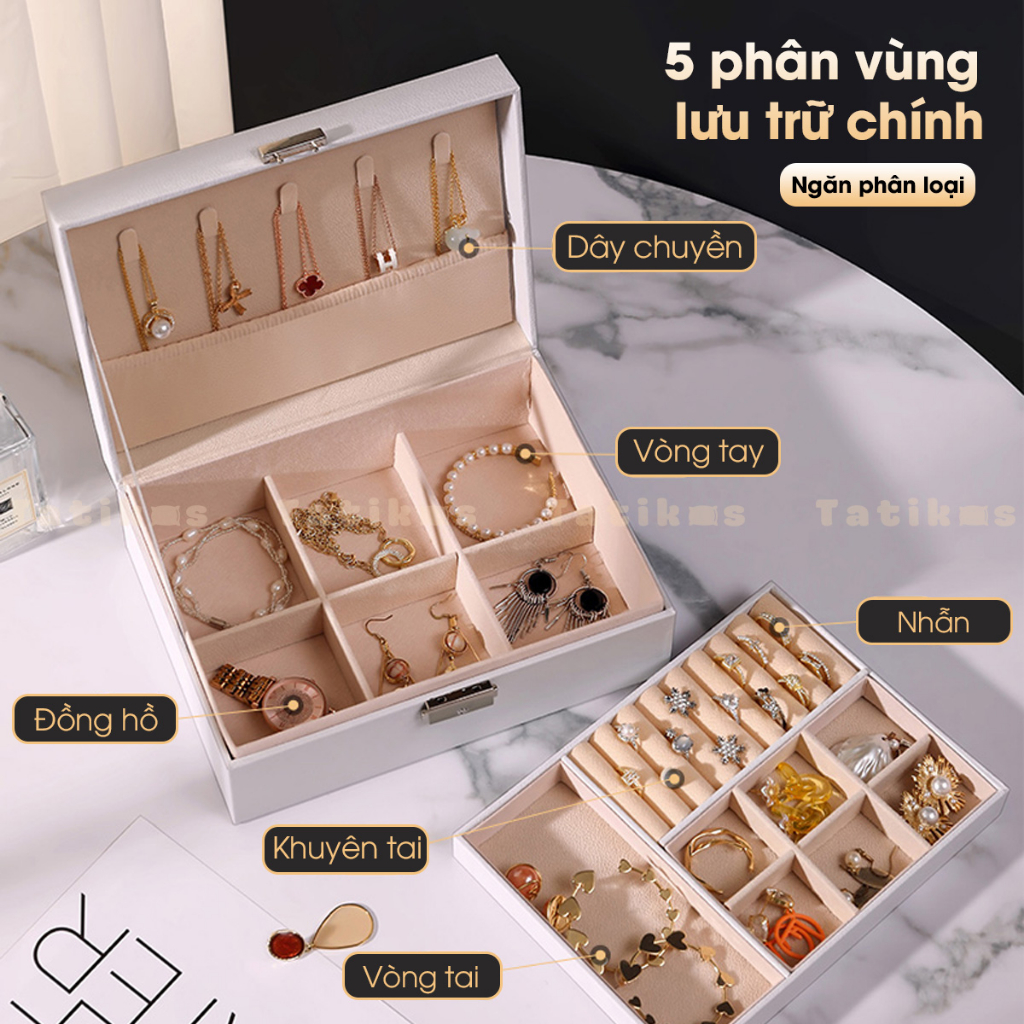 Hộp Đựng Trang Sức Uchuu Nhiều Ngăn Có Khóa, Đựng Nhẫn, Vòng Tay, Dây Chuyền, Khuyên Tai