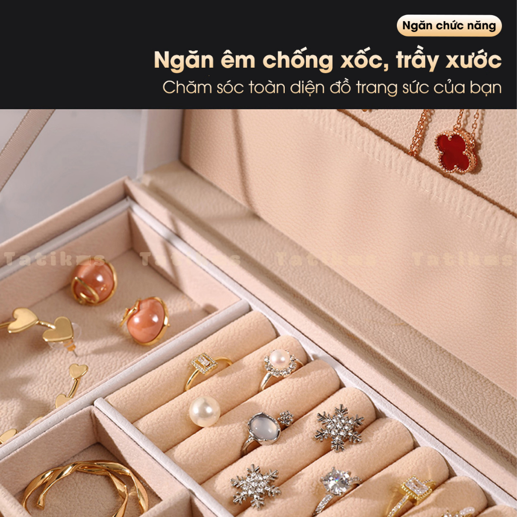 Hộp Đựng Trang Sức Uchuu Nhiều Ngăn Có Khóa, Đựng Nhẫn, Vòng Tay, Dây Chuyền, Khuyên Tai