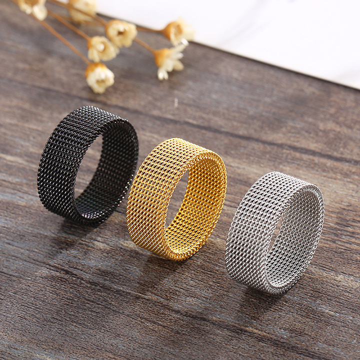 Nhẫn nam nữ xích lưới Elas thời trang cao cấp thép không gỉ PT JEWELRY hiphop đường phố Unisex - Nhẫn Dring PTNNA30 3T