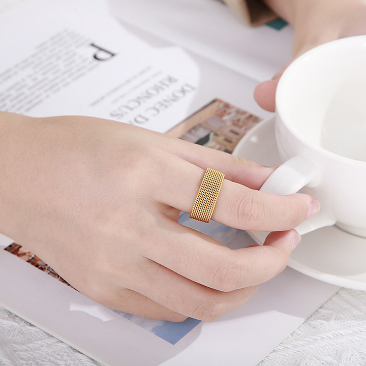 Nhẫn nam nữ xích lưới Elas thời trang cao cấp thép không gỉ PT JEWELRY hiphop đường phố Unisex - Nhẫn Dring PTNNA30 3T